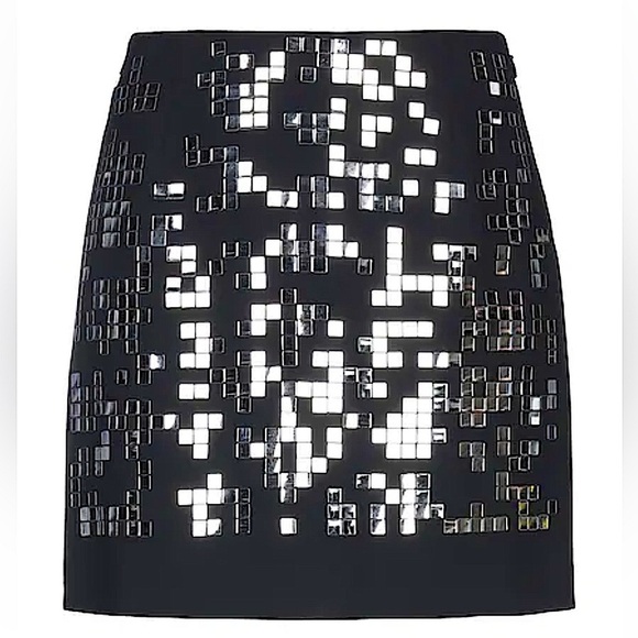 PINKO mirrored patch mini skirt in black NEW WITH TAGS size 40 (2) Italian rare